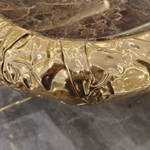 Layered Hammered Gold Dining Table with Dark Breccia Marble Top